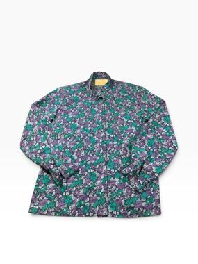 Vintage Pendleton Country Sophisticates Blouse 8 Floral Purple Teal USA 80s 90s